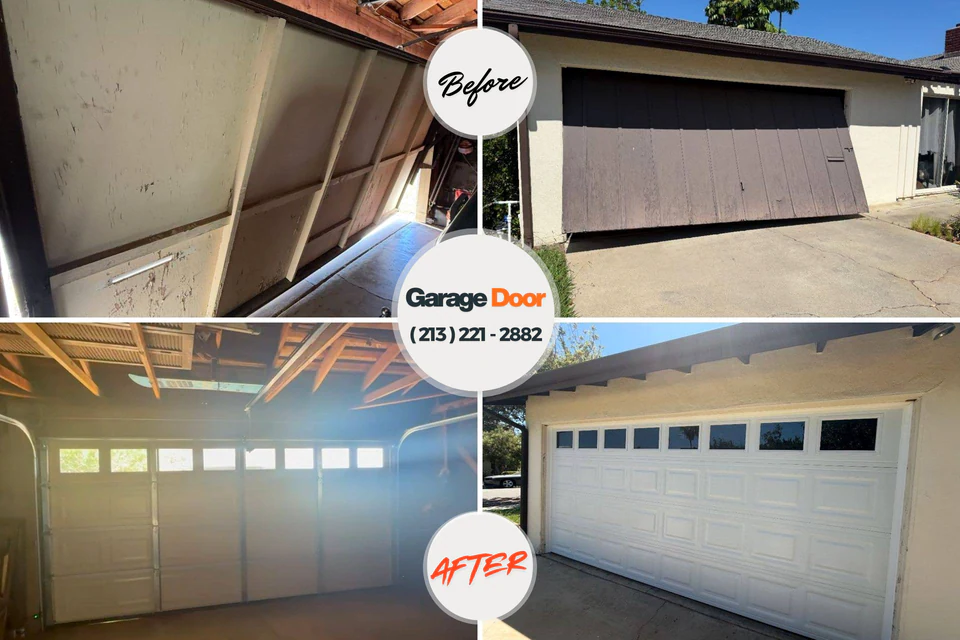 Before and after: garage door repair Maple Grove, MN